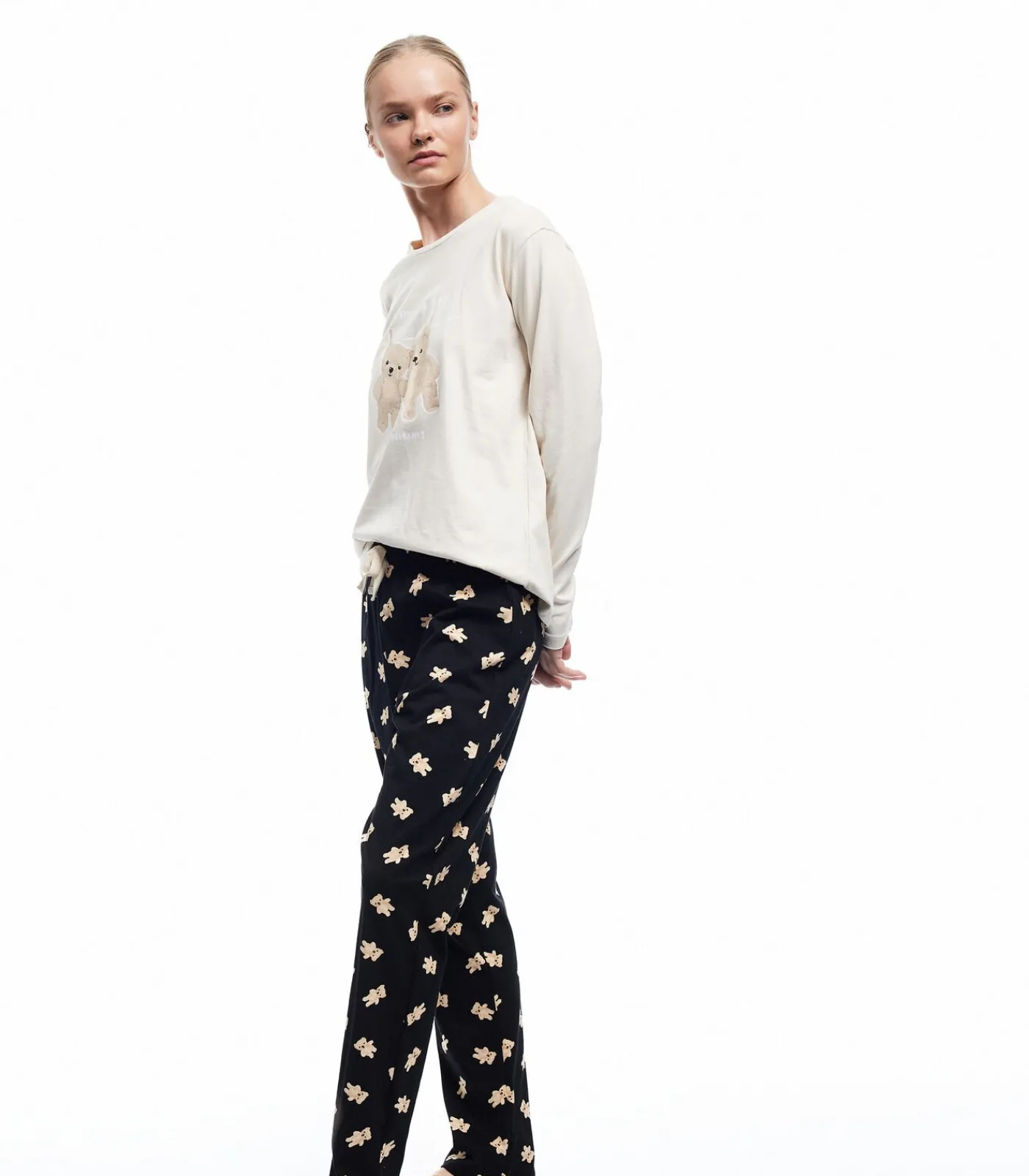 Online Bear Printed Pajama Set DAMES Loungewear