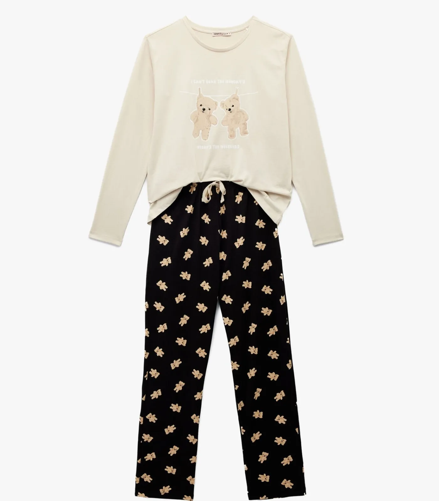 Online Bear Printed Pajama Set DAMES Loungewear