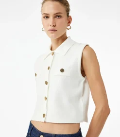 Crew Neck Knit Vest DAMES Sportkledij