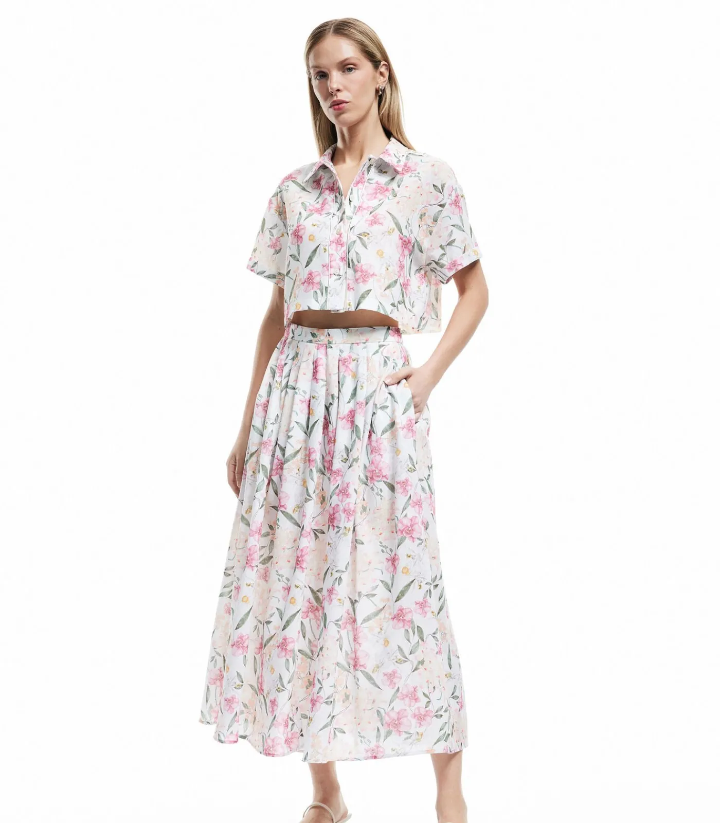 DAMES Koton Floral Crop Shirt