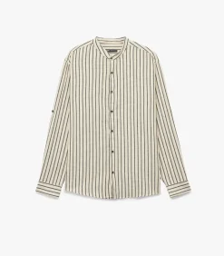 Heren Koton Mandarin Neck Shirt