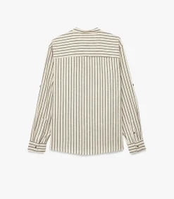 Heren Koton Mandarin Neck Shirt