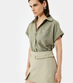 DAMES Koton Pocket Detail Crop Shirt