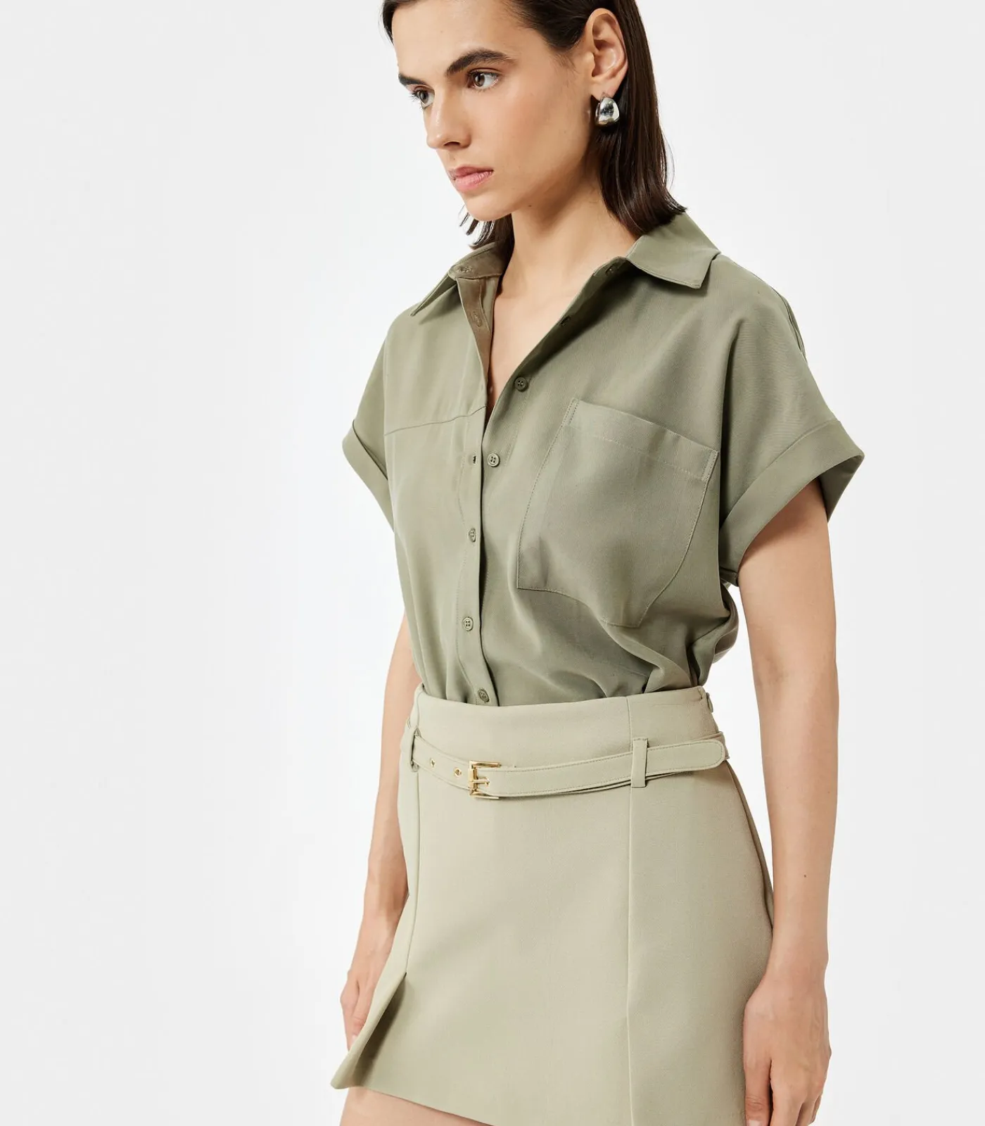 DAMES Koton Pocket Detail Crop Shirt