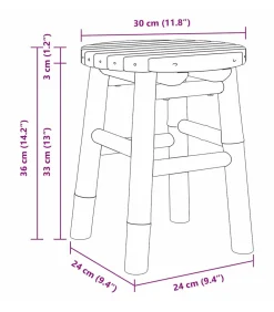 vidaXL Kruk Bruin 30 x 30 x 36 cm Bamboe