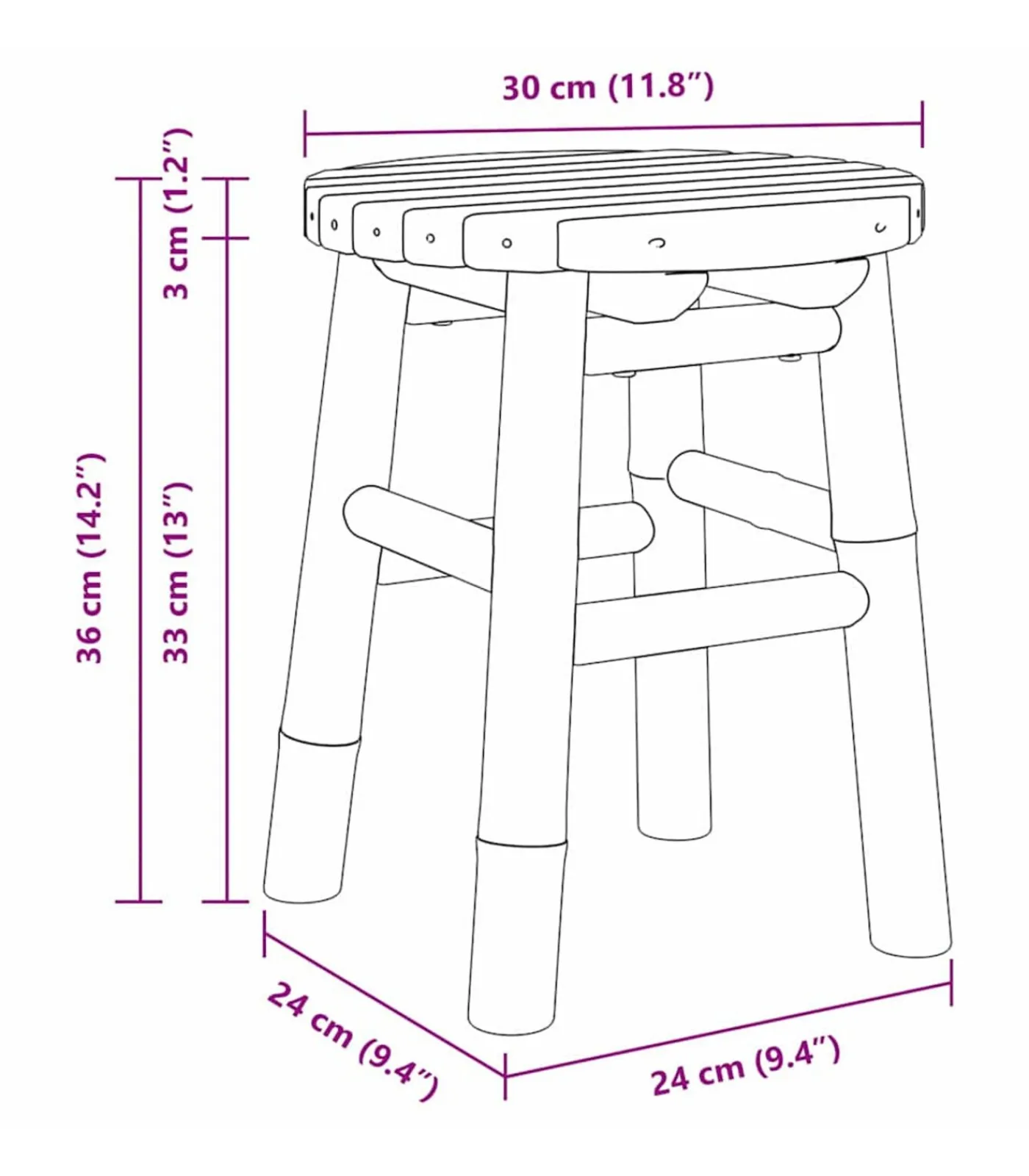vidaXL Kruk Bruin 30 x 30 x 36 cm Bamboe
