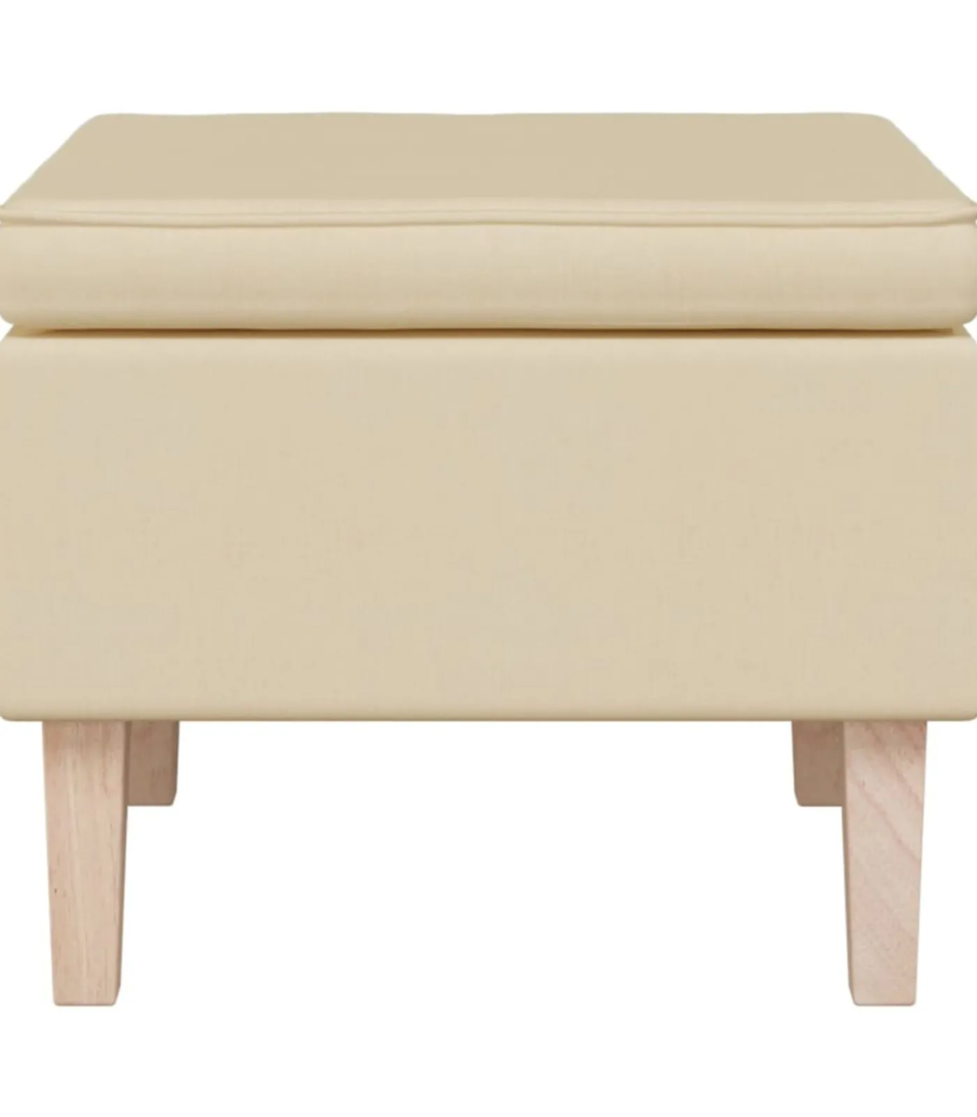 vidaXL Kruk met houten poten stof crèmekleurig