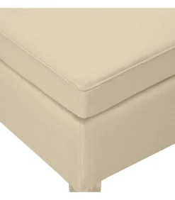 vidaXL Kruk met houten poten stof crèmekleurig