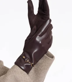 Kunstleren handschoenen Chocoladeboon M DAMES Sjaals