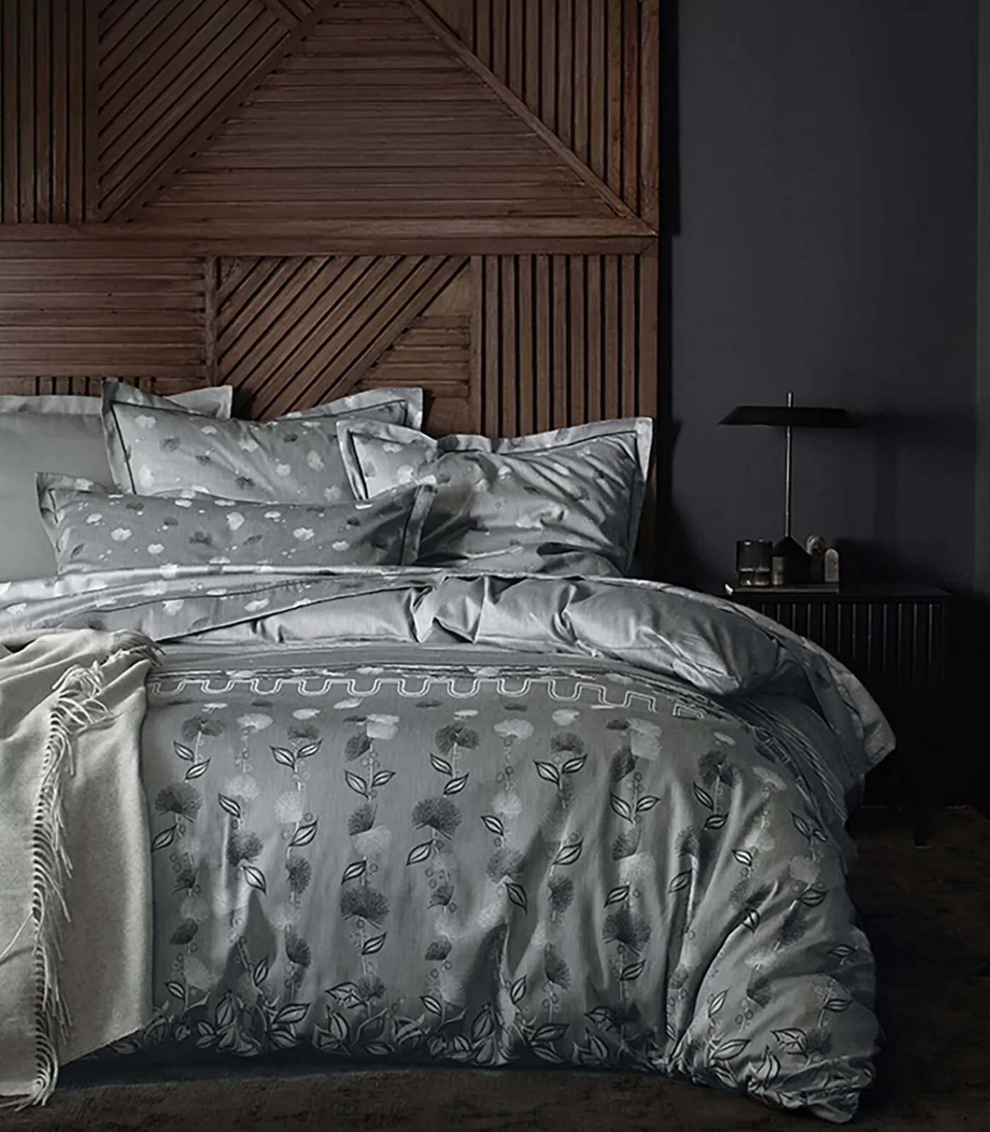 Blanc des Vosges KYOTO Graphite -Laken Jacquard katoen