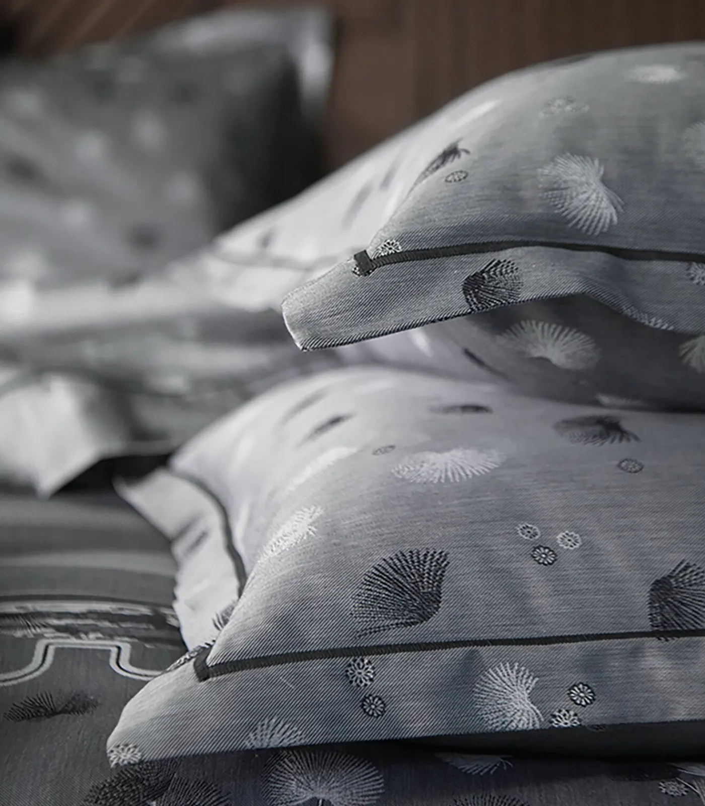 Blanc des Vosges KYOTO Graphite -Laken Jacquard katoen