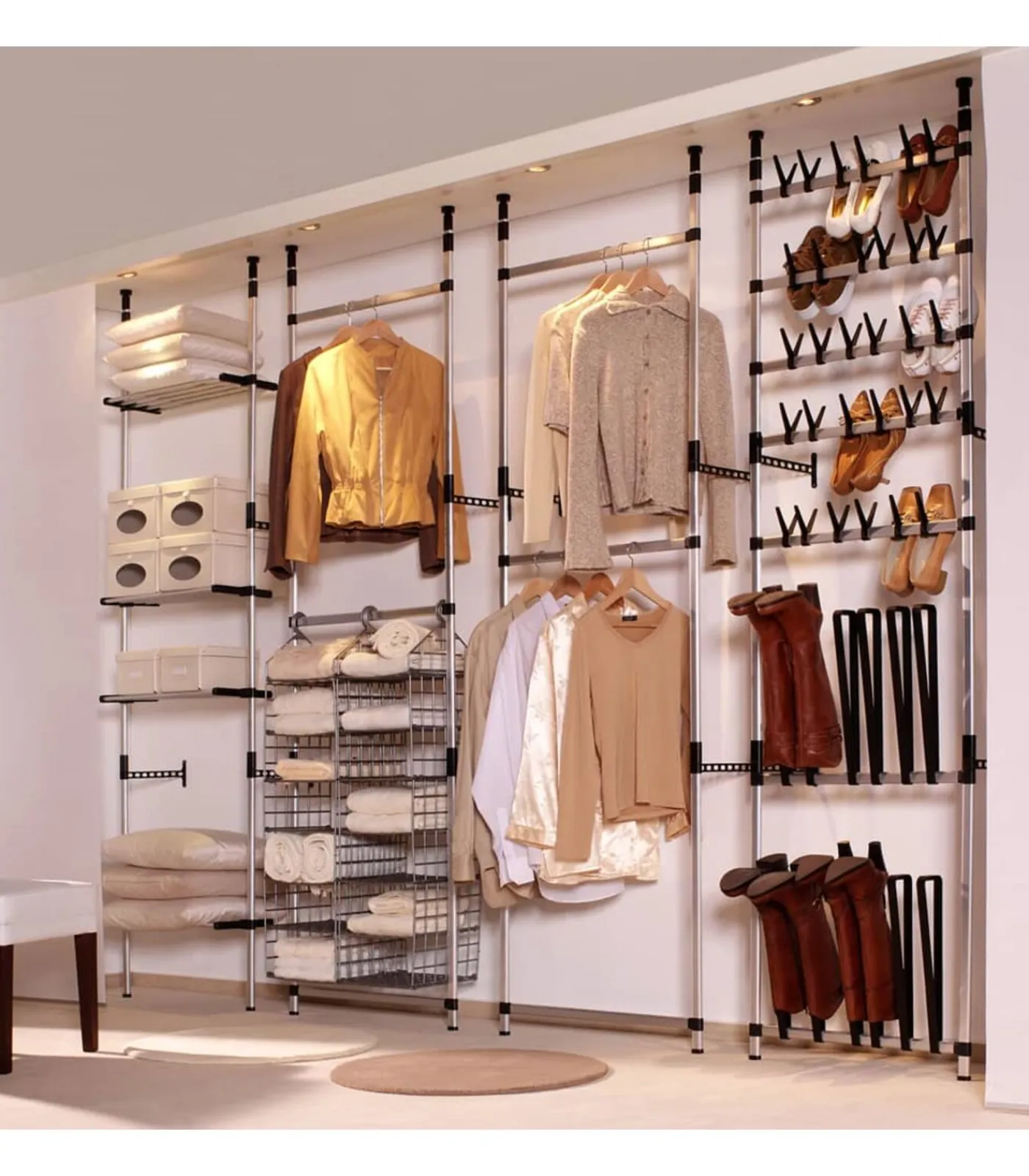 vidaXL Laarzenrek met stangen telescopisch aluminium