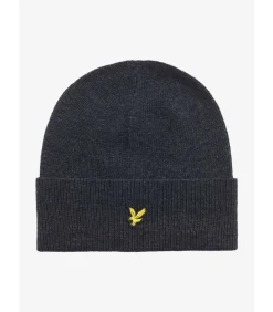 Heren Lyle & Scott Lambswool blend ribbed beanie - dark navy marl