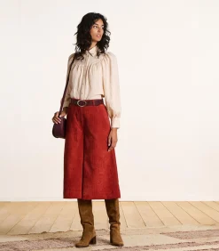 DAMES La Fée Maraboutée Lange bermuda van ribfluweel in terracottakleur