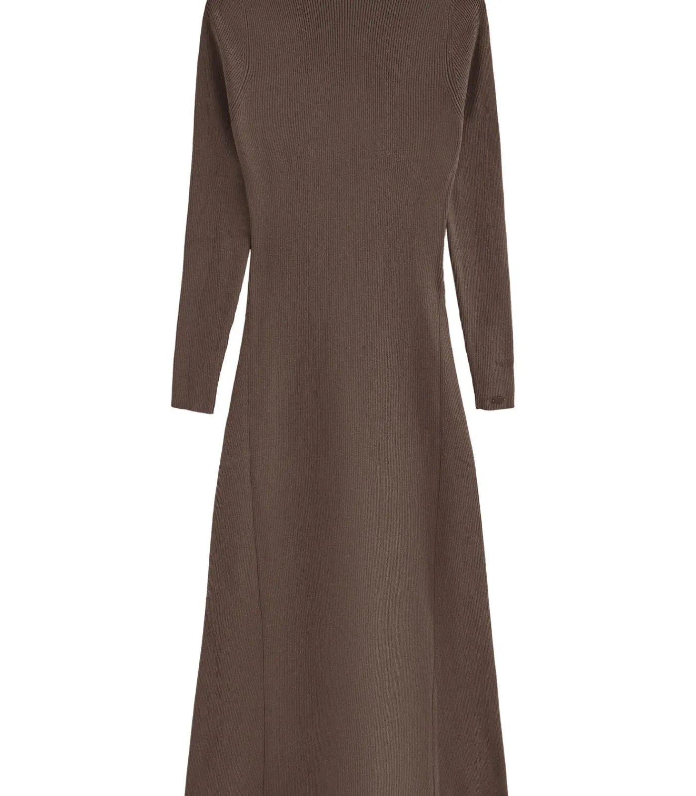 DAMES Polo Club Lange bruine jurk Perkins-kraag en -logo