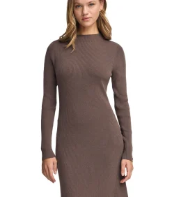 DAMES Polo Club Lange bruine jurk Perkins-kraag en -logo