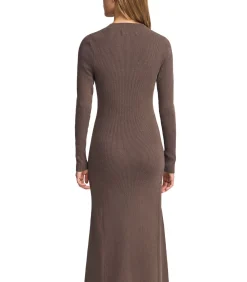 DAMES Polo Club Lange bruine jurk Perkins-kraag en -logo