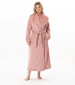 DAMES LE CHAT Lange gekruiste badjas van zachte flanellen stof ESSENTIEL 169