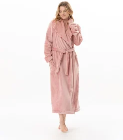 DAMES LE CHAT Lange gekruiste badjas van zachte flanellen stof ESSENTIEL 169