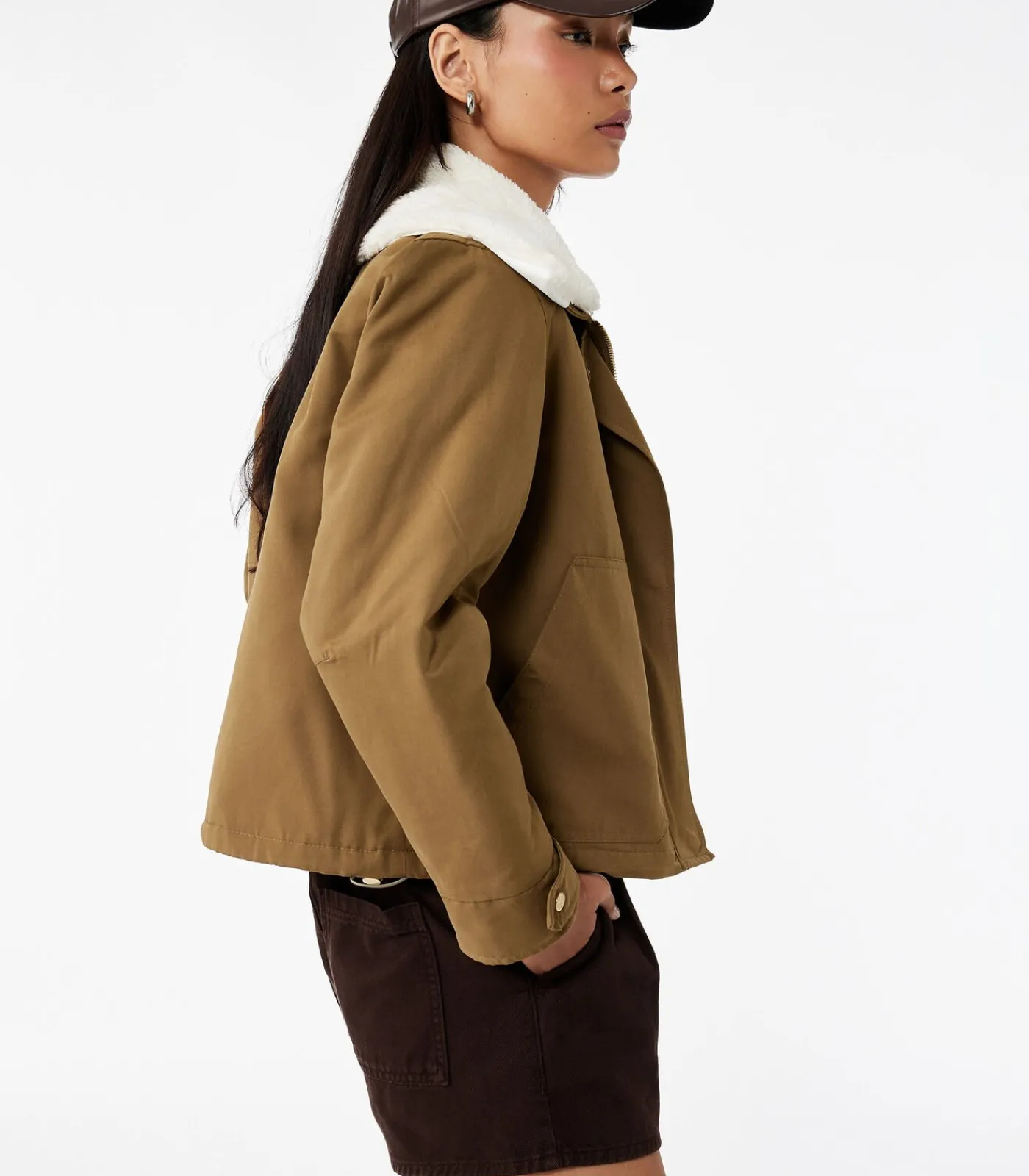 DAMES Koton Lange Jas Met Zakdetail Peluskraag