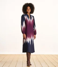 Online Lange jurk blauw en pruim tie & dye print DAMES Jurken