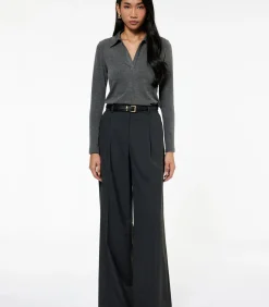 DAMES Koton Lange mouwen polo zwarte dames top met steendetails