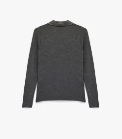 DAMES Koton Lange mouwen polo zwarte dames top met steendetails