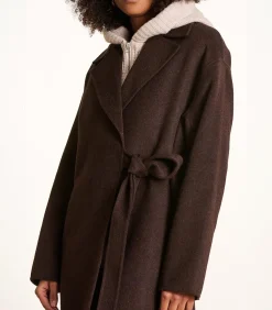 DAMES La Fée Maraboutée Lange oversized bruine wollen jas