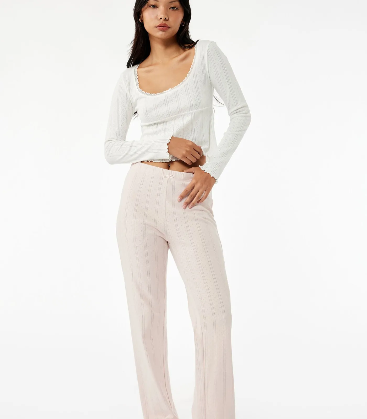 Outlet Lange Pijama Broek Katoen met Fionkdetail DAMES Nachtmode