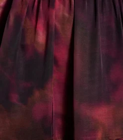 DAMES La Fée Maraboutée Lange rode satijnen jurk met print