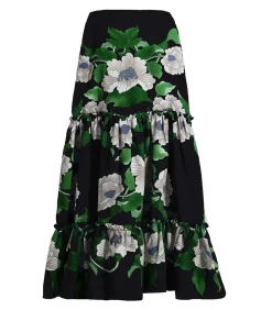 Best Lange rok met bloemenprint en grote volants DAMES Rokken
