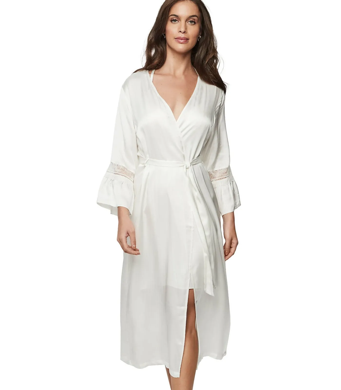 DAMES SELMARK Lange satijnen negligé AGATHA WEDDING