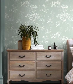 Hot Leaf Blauw 10mx52cm Wanddecoratie