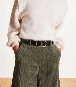 Best Leren broekriem met zwart studs DAMES Riemen