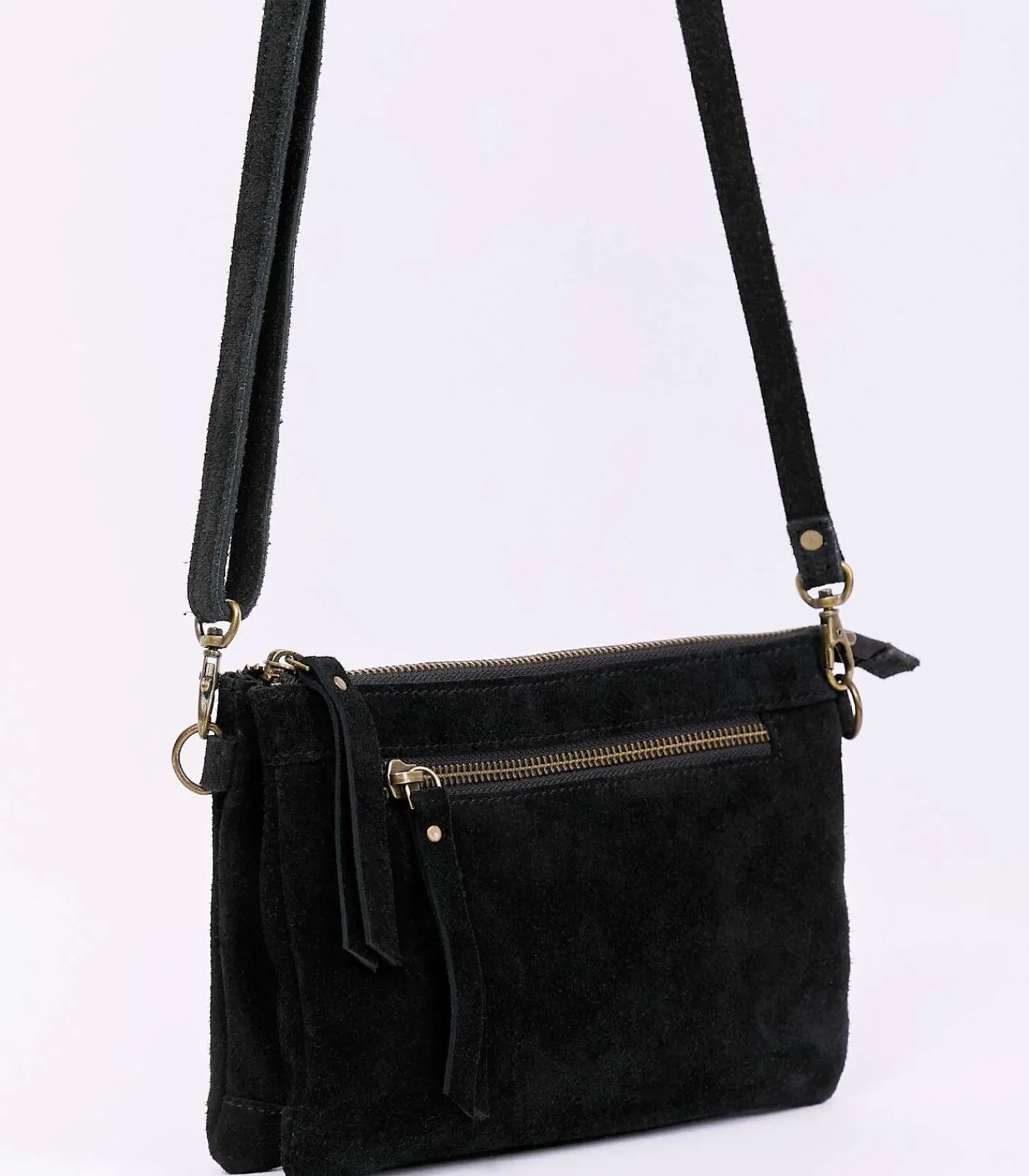 DAMES La Fiancée Leren schoudertas met dubbele vakken AGAVE