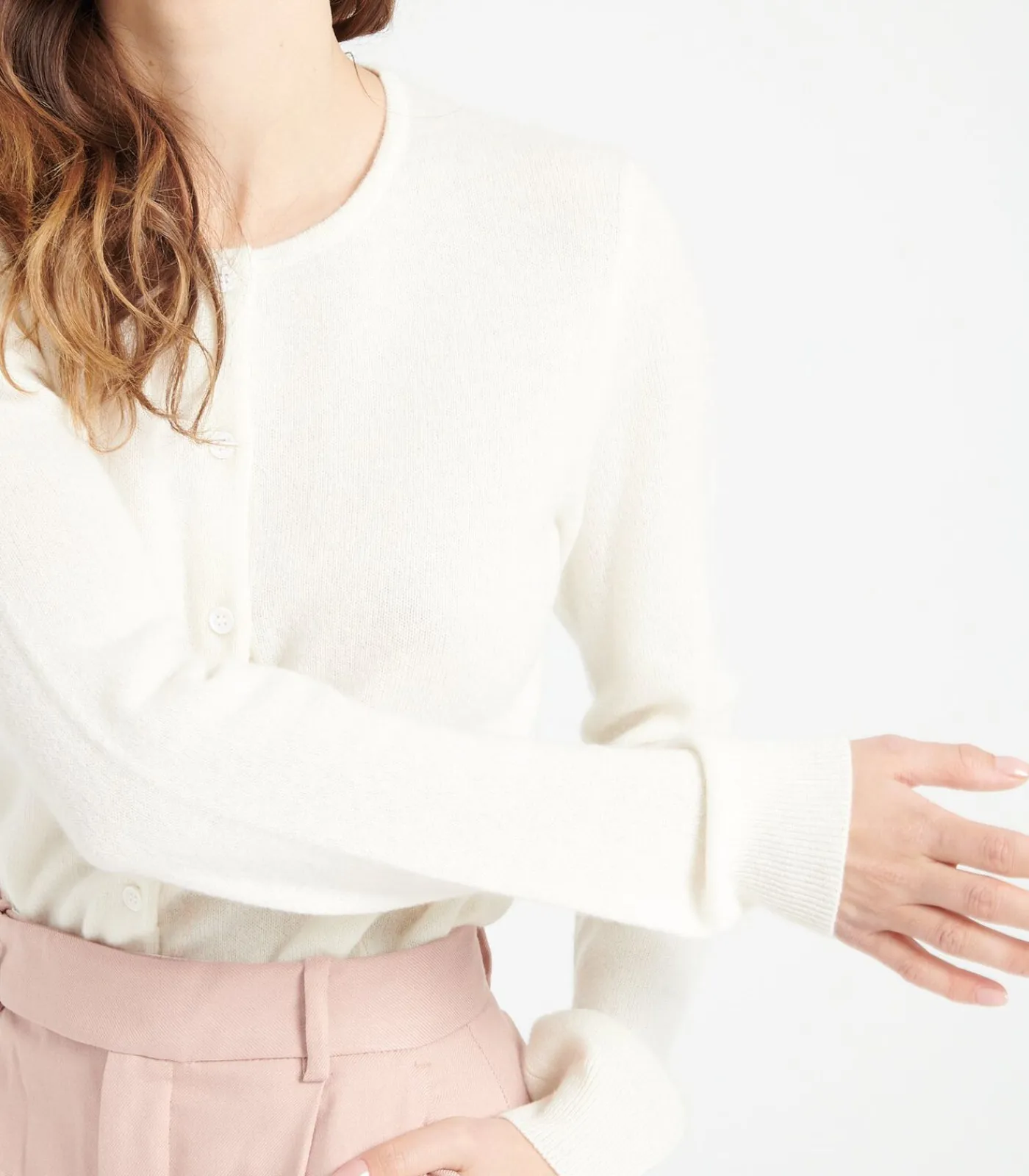 DAMES Studio Cashmere8 LILLY 4 Uitgestikt vest met ronde hals - 100% kasjmier