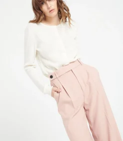 DAMES Studio Cashmere8 LILLY 4 Uitgestikt vest met ronde hals - 100% kasjmier