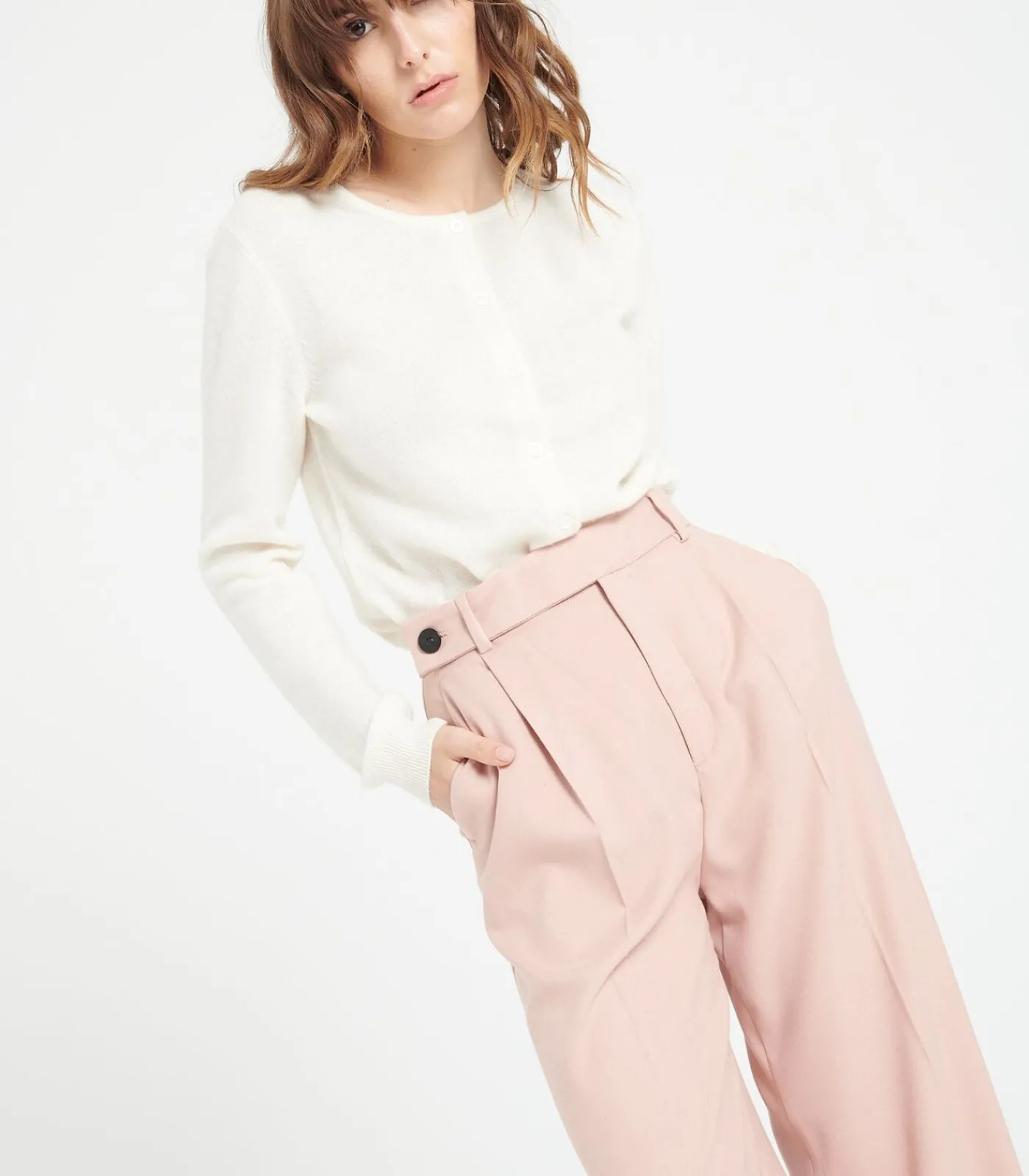 DAMES Studio Cashmere8 LILLY 4 Uitgestikt vest met ronde hals - 100% kasjmier