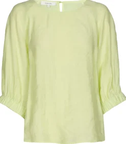 DAMES Marie Méro Limoen kleurig bloesje met driekwart mouw en rekker afgewerkt