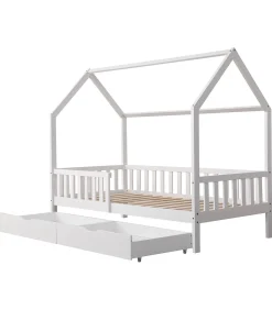 Lit cabane pour enfant 190x90cm blanc avec tiroirs MARCEAU Kinderen Kinderen Home