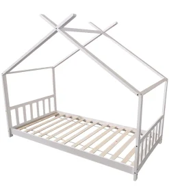 Kinderen HAPPY GARDEN Lit cabane pour enfant 190x90cm blanc GASPARD
