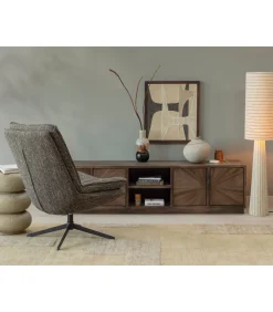 Outlet Loft Vloerlamp - Metaal/Bouclé - Naturel Met Strepen 130xØ30 cm Vloerlampen