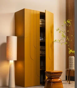 WOOOD Loft Vloerlamp - Metaal/Bouclé - Naturel - 130x30x30