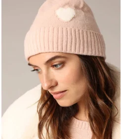 DAMES Deeluxe LOLA - Geribbelde gebreide muts met contrasterend hart