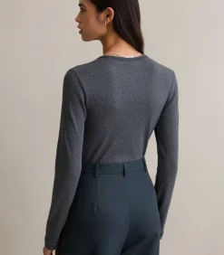 Best Longsleeve met knoopsluiting slim DAMES T-Shirts & Tops