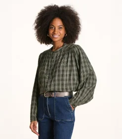 DAMES La Fée Maraboutée Losvallend kaki geruit overhemd