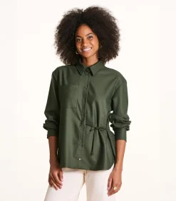 DAMES La Fée Maraboutée Losvallend kaki overhemd van flanel