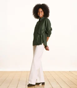 DAMES La Fée Maraboutée Losvallend kaki overhemd van flanel