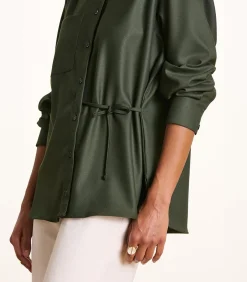 DAMES La Fée Maraboutée Losvallend kaki overhemd van flanel