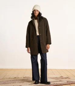 DAMES La Fée Maraboutée Losvallende 3/4 jas in bruin boiled wool